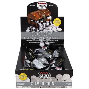 Paskesz Hanukkah Gelt - Silver - Dark Chocolate